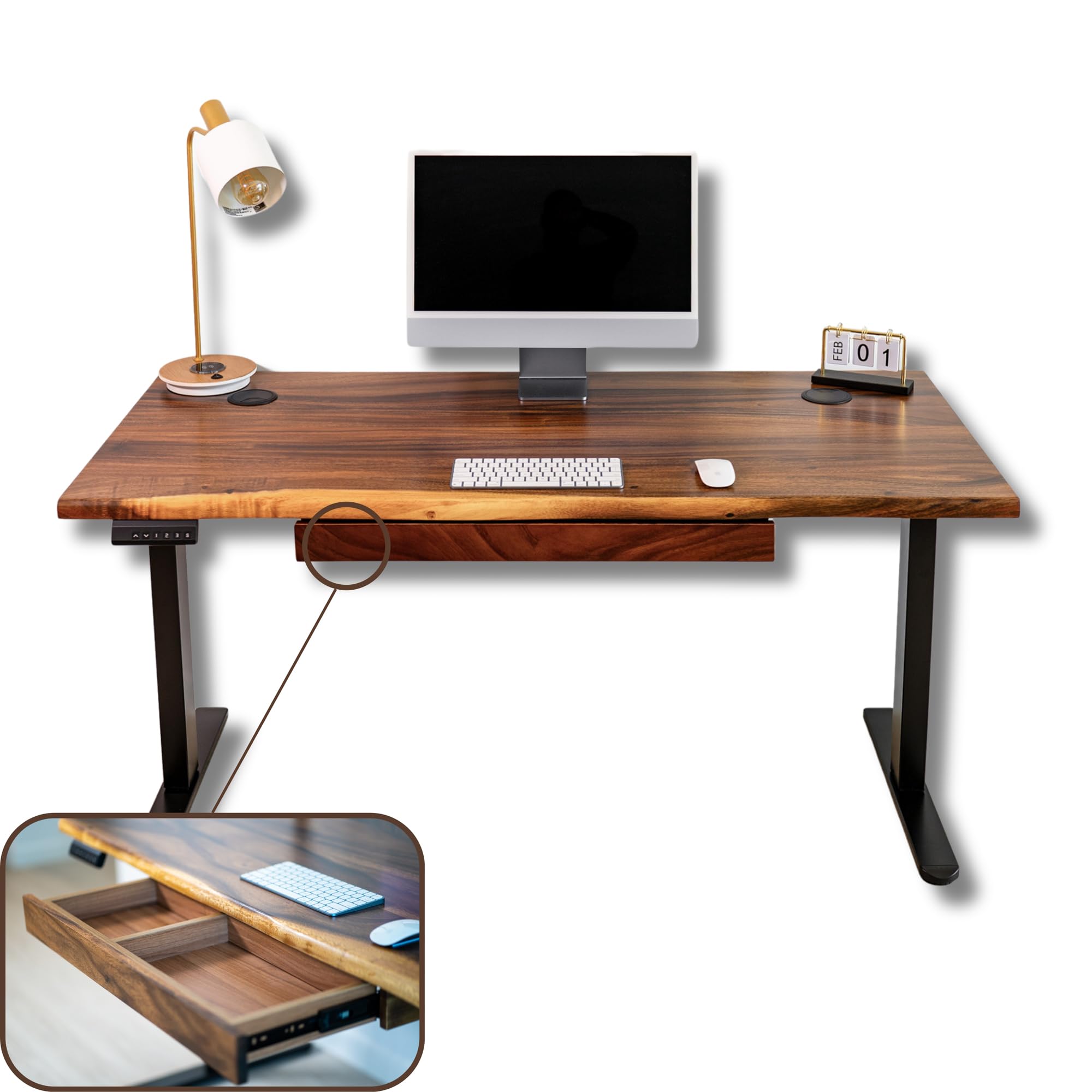 Amazon com: Standing Desk with Drawer Walnut Solid Wood Desk Live