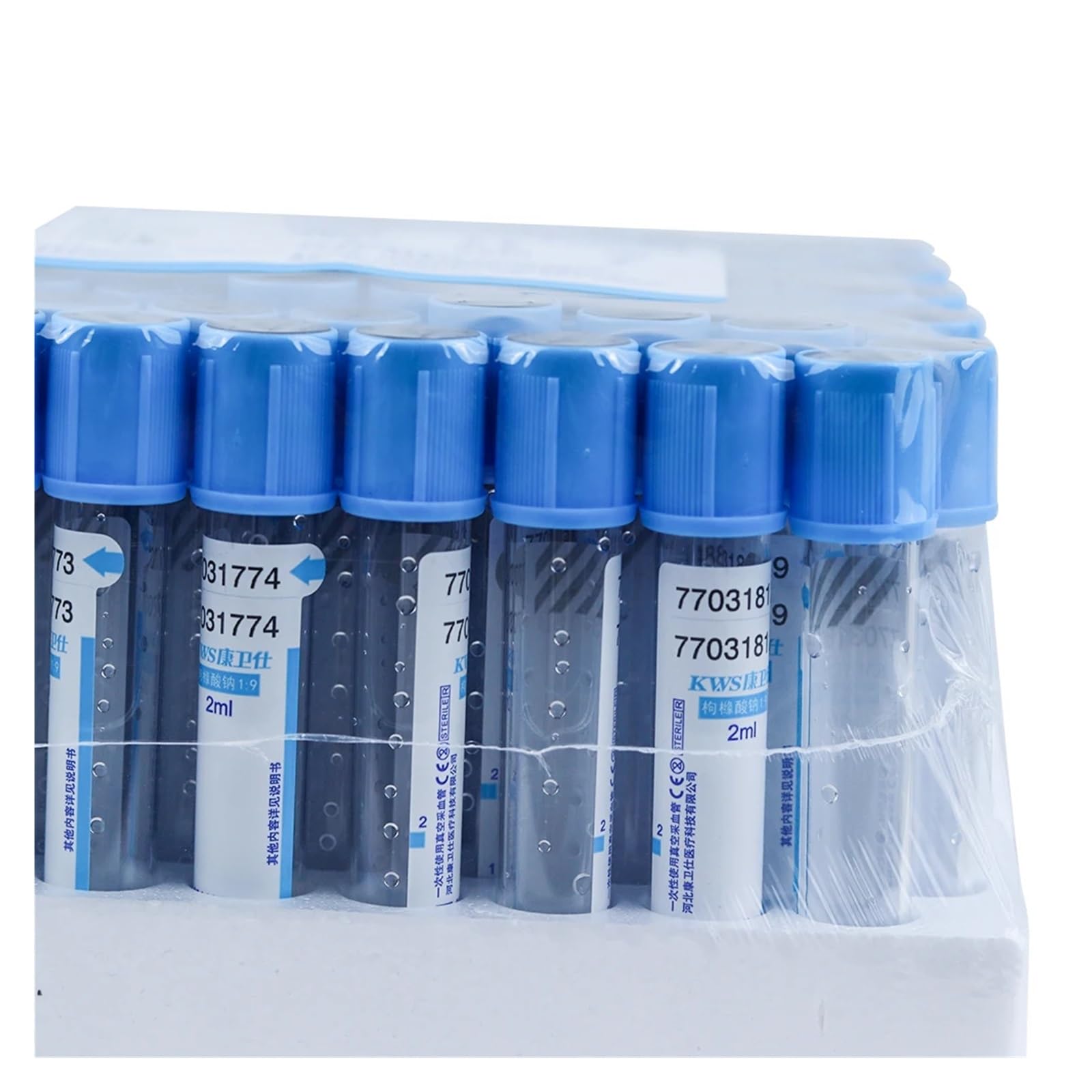 Tubo de plástico de citrato de sodio for coagulación sanguínea, estéril, con presión negativa y tapa azul, 100 unidades,Servicio pesado(DN100 4inch)