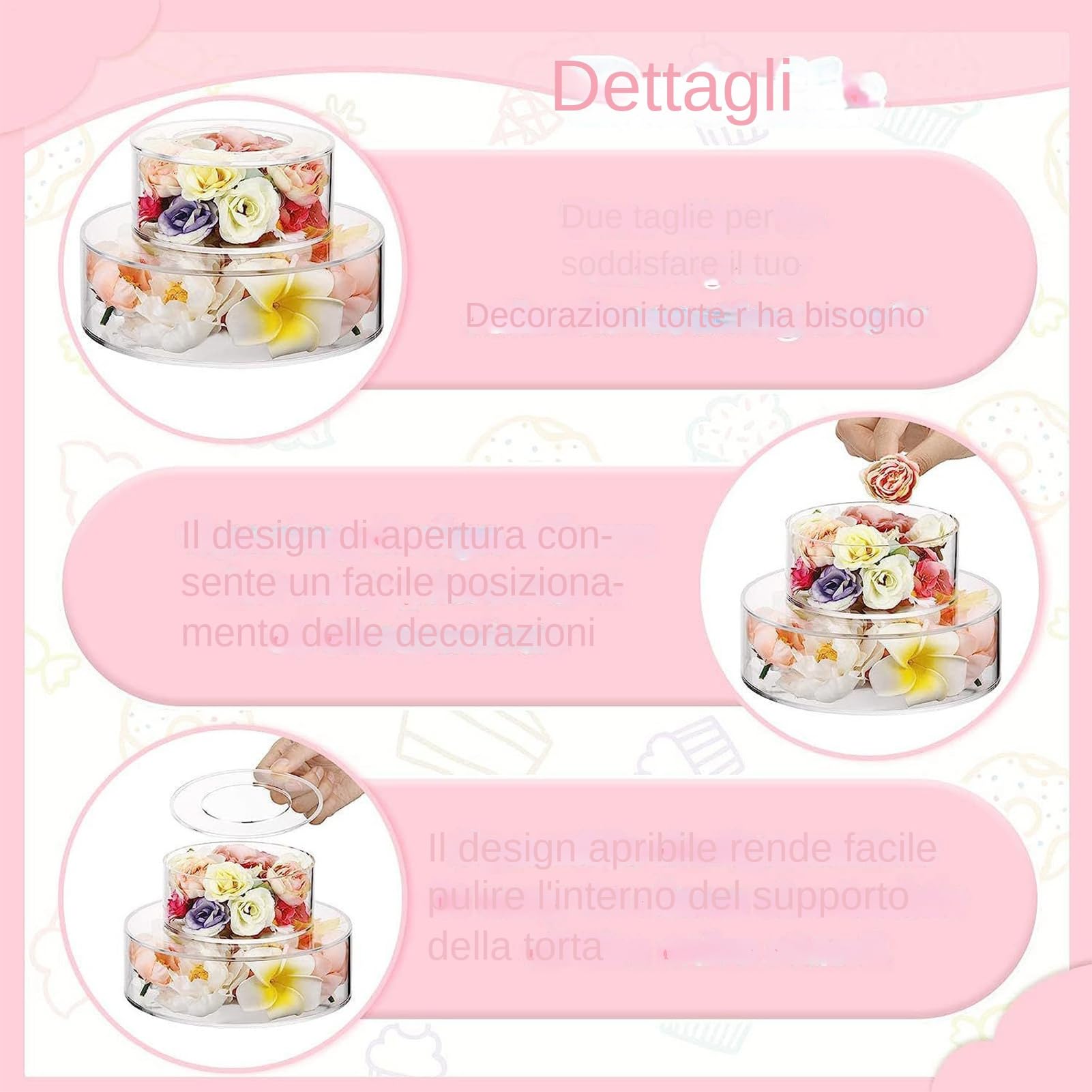 Portatorte Portavivande In Acrilico A 4 Piani Riempibile | Supporti Per Dessert Display E Portatorte Per Matrimonio Compleanno Natale Festa Buffet Evento Casa Ufficio Cibo Biscotti
