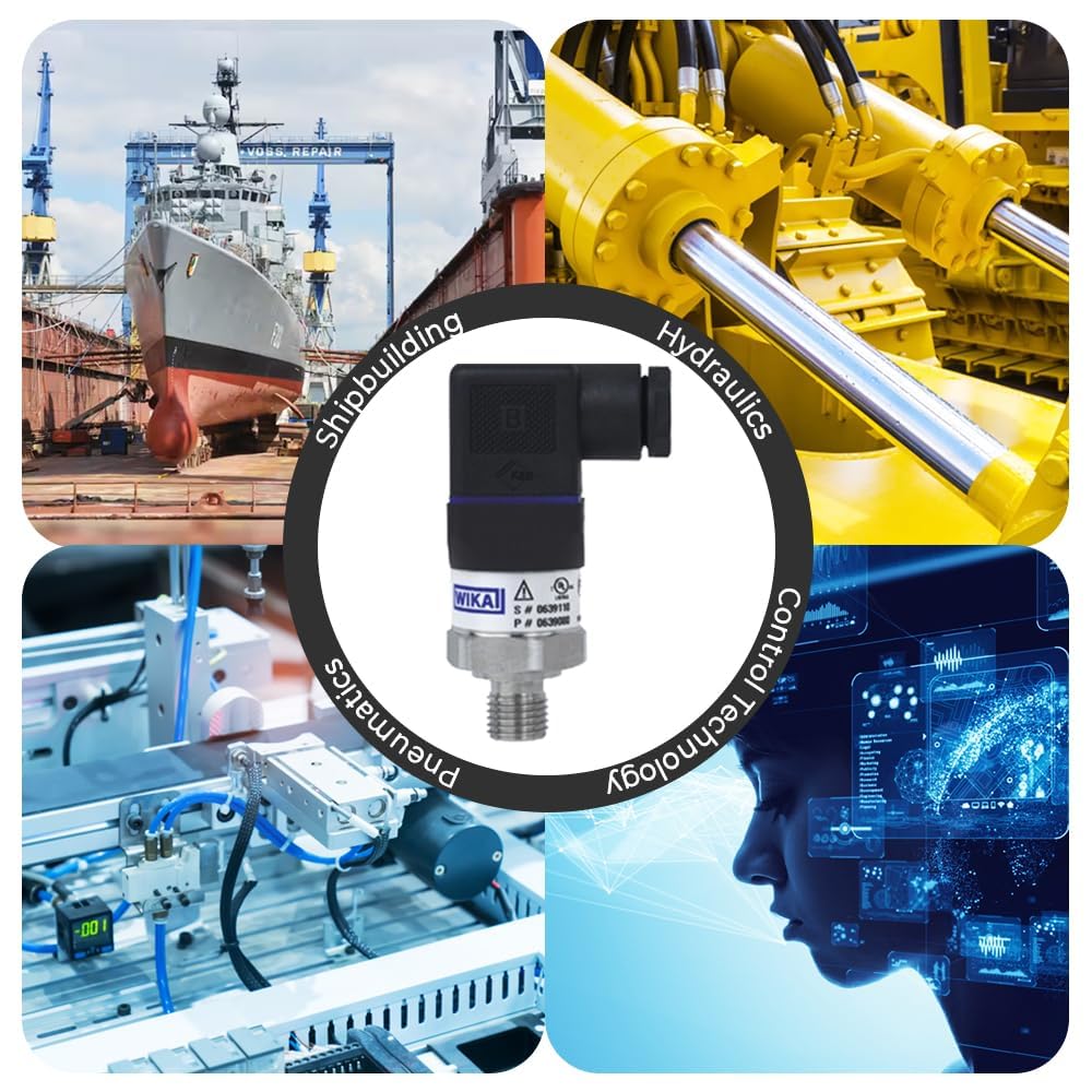 Transmisor de presión para sistemas hidráulicos (0 a 25 bar) y automatización industrial | Sensor de presión con salida de 4-20 mA para control de procesos y compresores | Modelo: WIKA A10