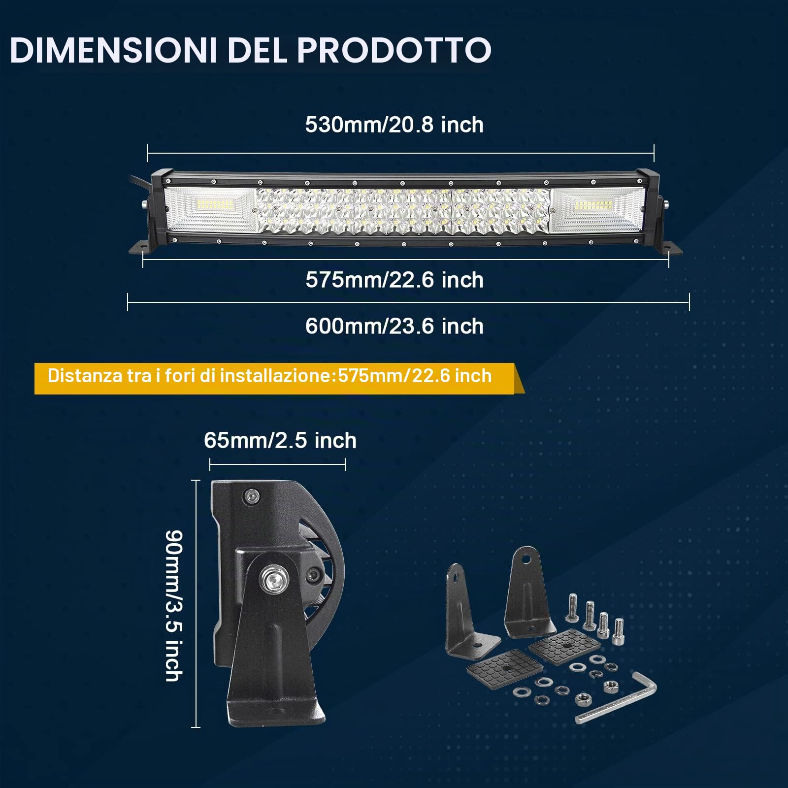 Willpower Barra LED Curva 56cm 22 Pollici 270W Faro da Lavoro 12V 24V Impermeabile per Fuoristrada Auto Trattore Camion 4x4 Barca ATV
