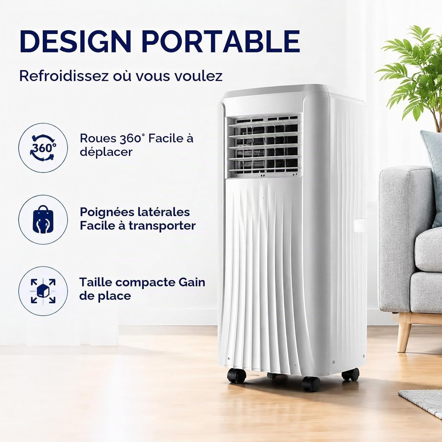 Przenośny klimatyzator 12000 BTU 3 w 1 osuszacz powietrza do pomieszczeń do 25 m² z zestawem okiennym w zestawie klasa energetyczna A