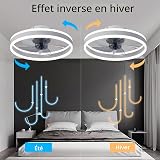 AHWEKR Ventilateur de Plafond avec éclairage, Silencieux, Moderne à LED avec télécommande, minuteur, plafonnier, éclairage de Ventilateur pour Salon (Couleur : Blanc, Taille : 50 cm) - 2