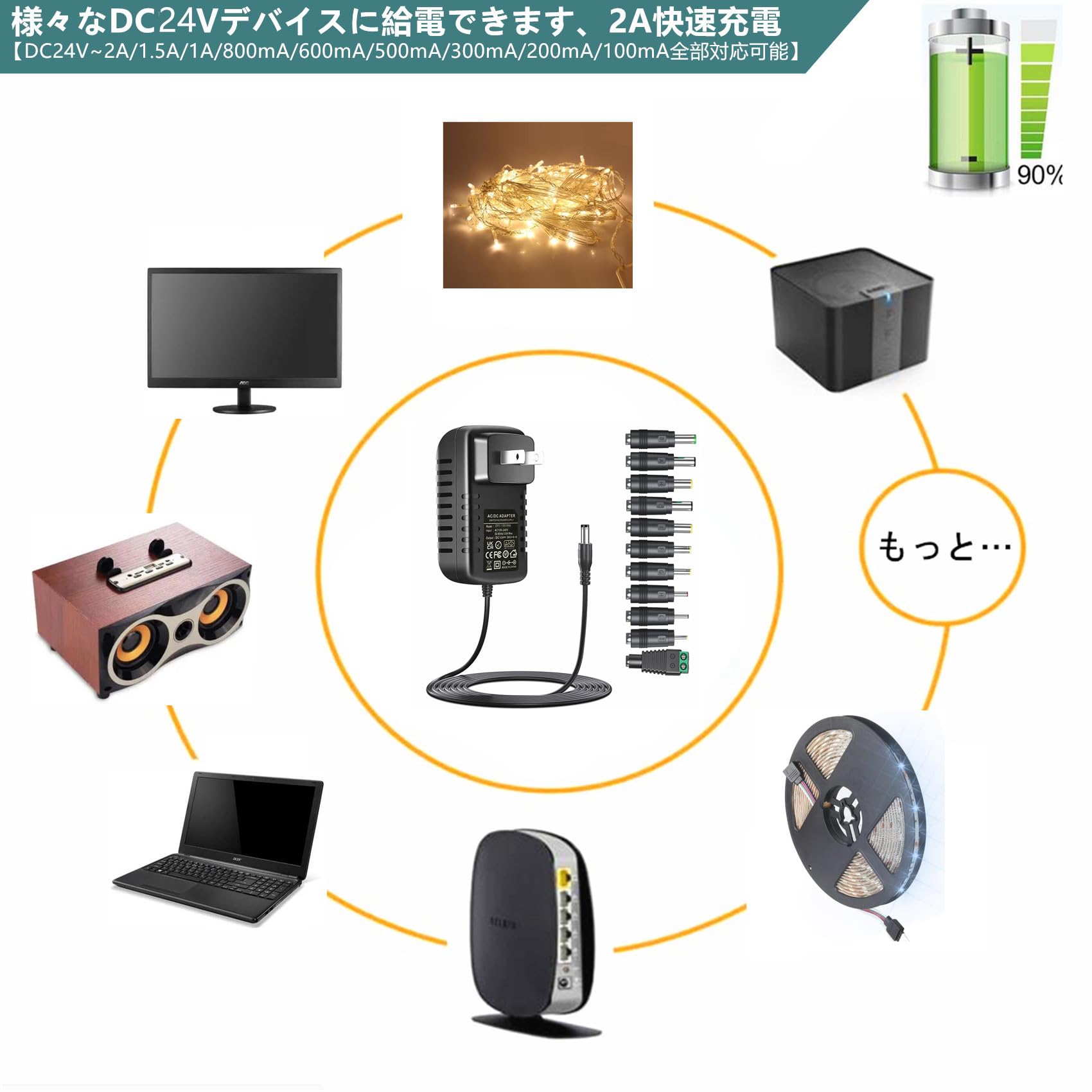 【10個セット】ACアダプター 24V/2A XKD-Z2000IC24.0 Amazon | Kaito Denshi(海渡電子) ACアダプター【PSE適合品】24V
