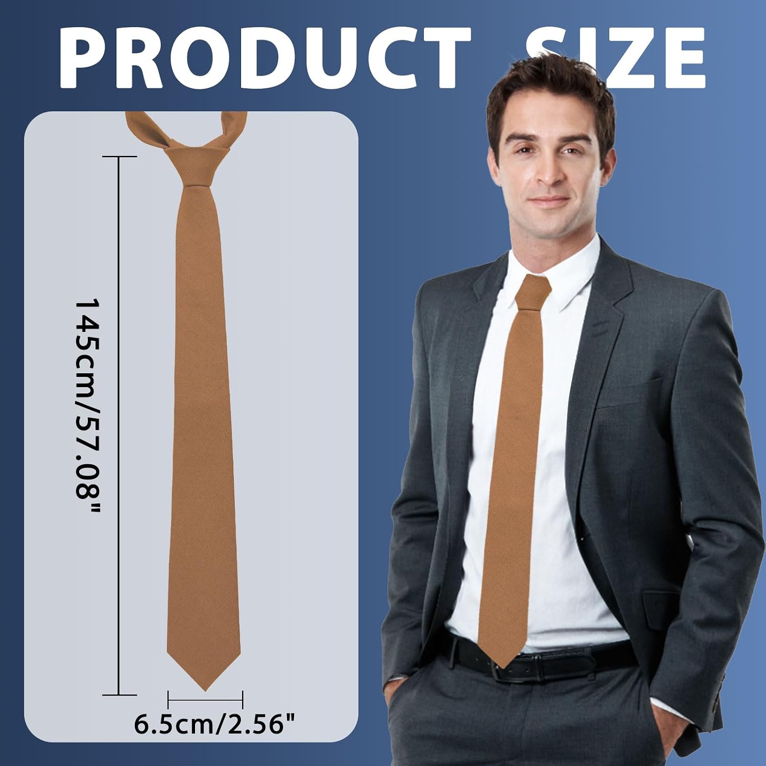 Luckyvestir Ties for Men, Mens Brown/Sage Green Tie, 2.56'' Skinny Cotton Solid Color Necktie for Wedding Business