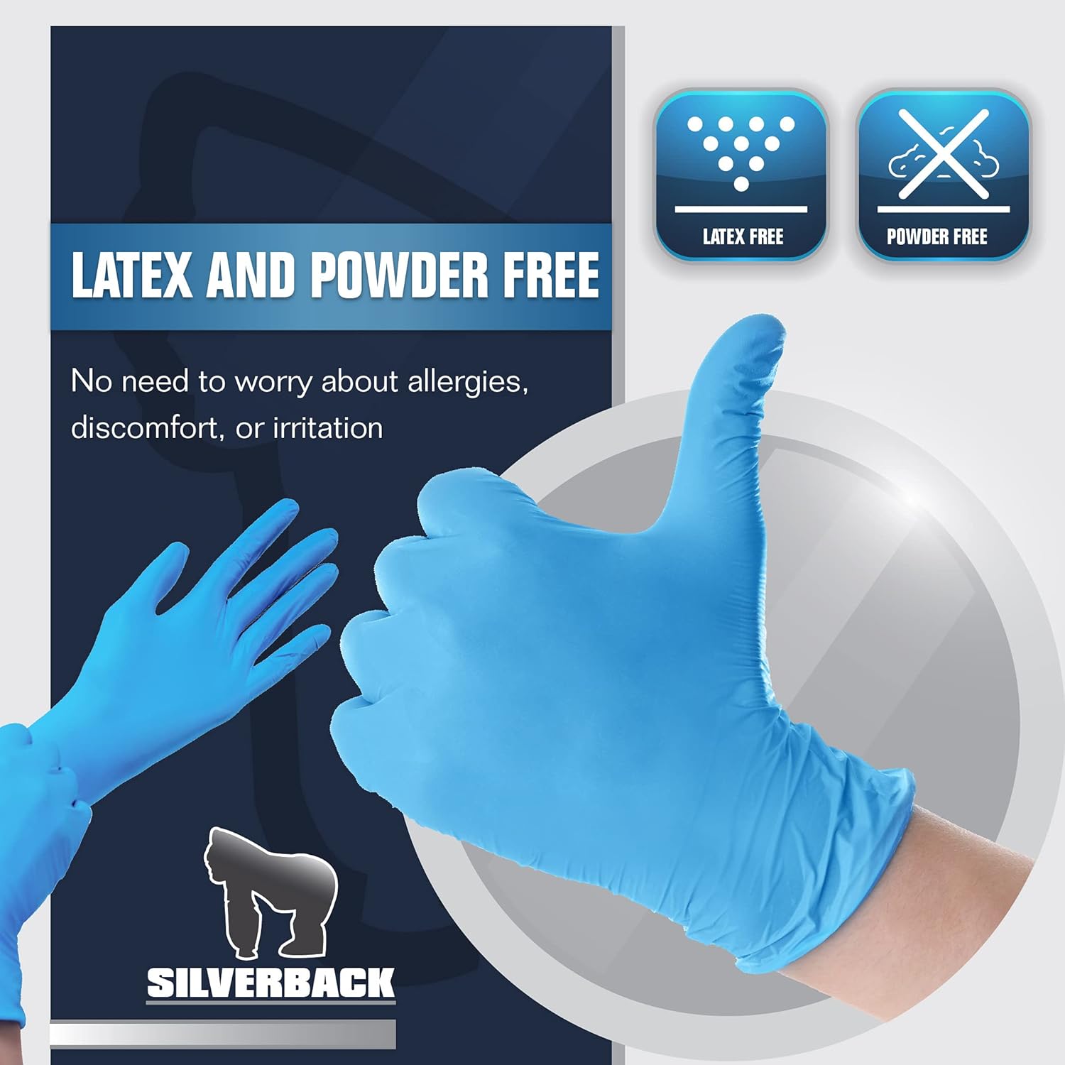 Nitrile Gloves Large 100 Ct. Powder-Free, Non-Latex Disposable Gloves with Textured Fingertips, Single Use Nitrile Gloves Large, Blue, 100/Box: Tools & Home Improvement