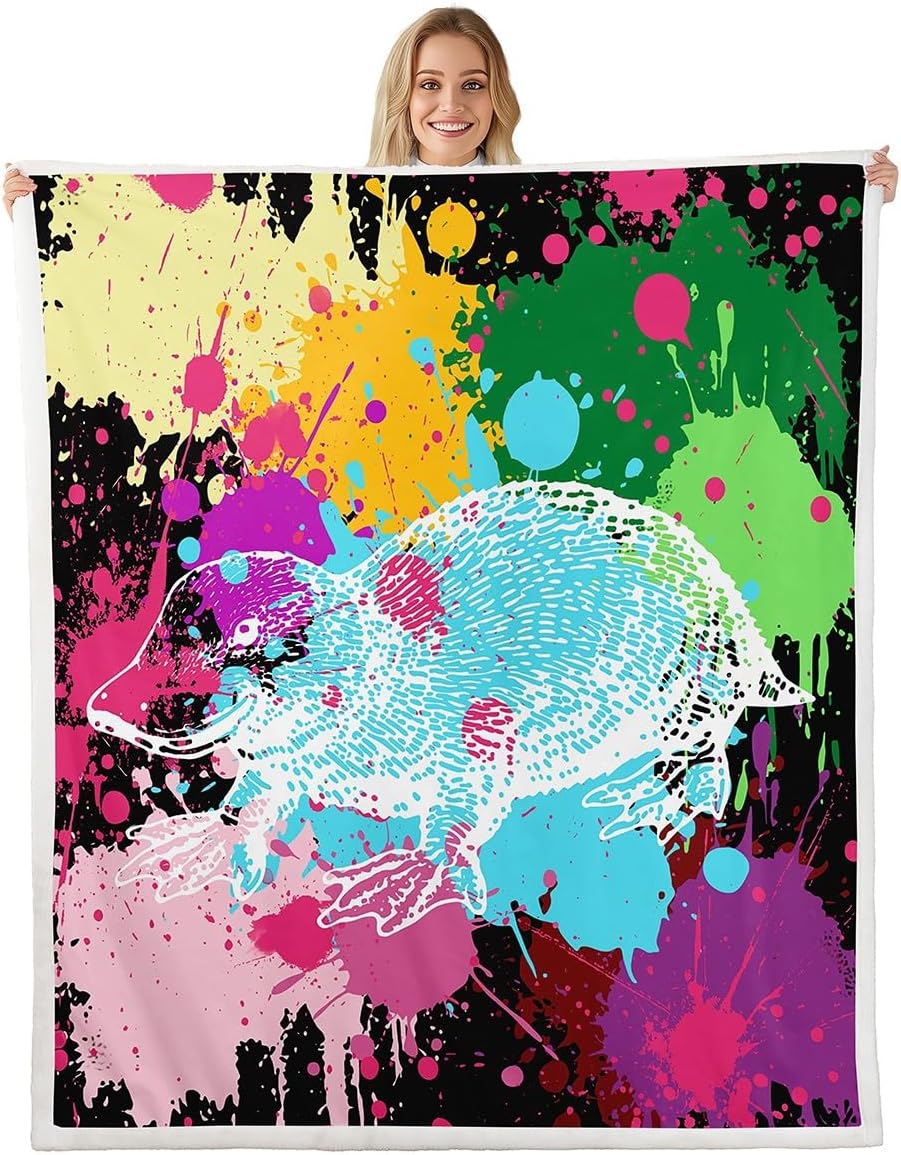 Erosebridal Cute Platypus Throw Blanket Australian Animal Fall Fleece Blanket Autumn Fallen Leaves Sherpa Blanket Twin 60"X80" for Kids Boys Girls Bed,Sea Woodland Wildlife Plush Bed Blanket