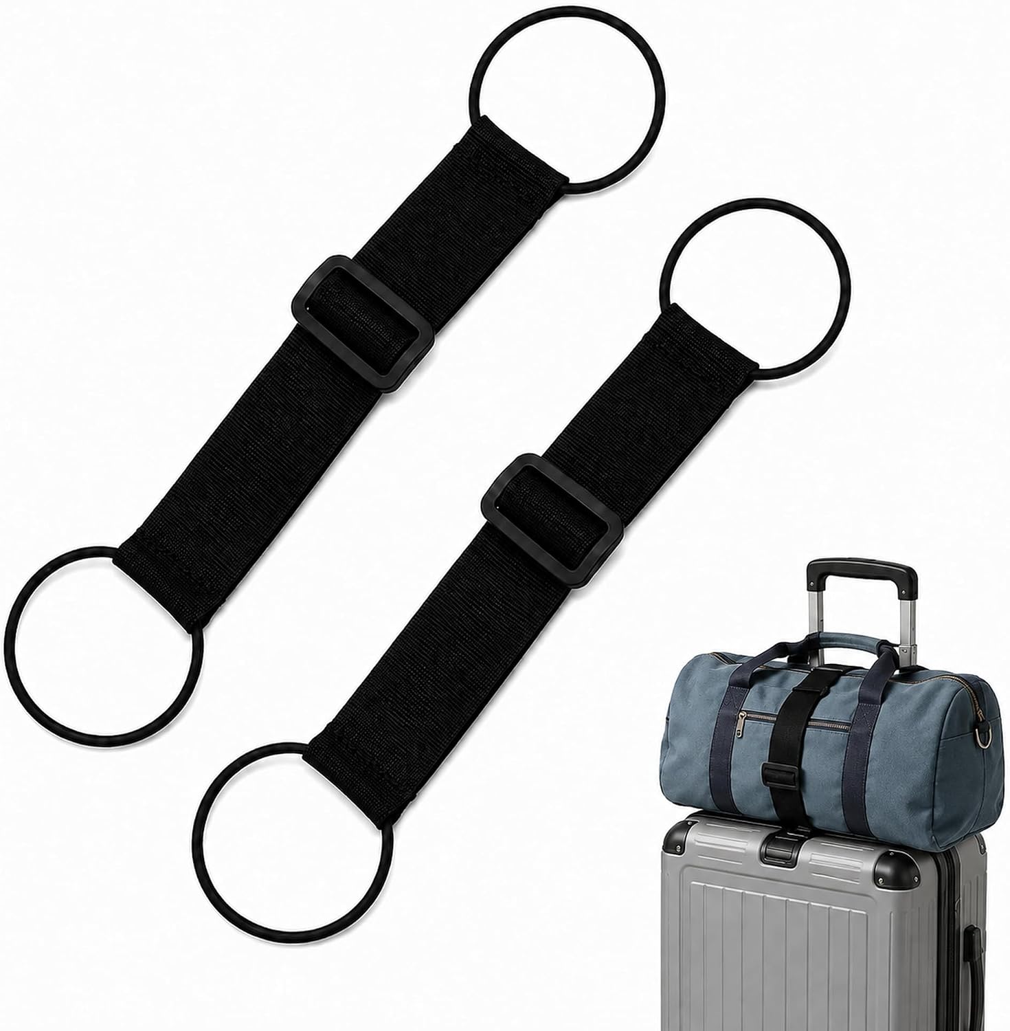 Luggage Straps for Suitcases, 2 Pack Adjustable Add a Bag Connector
