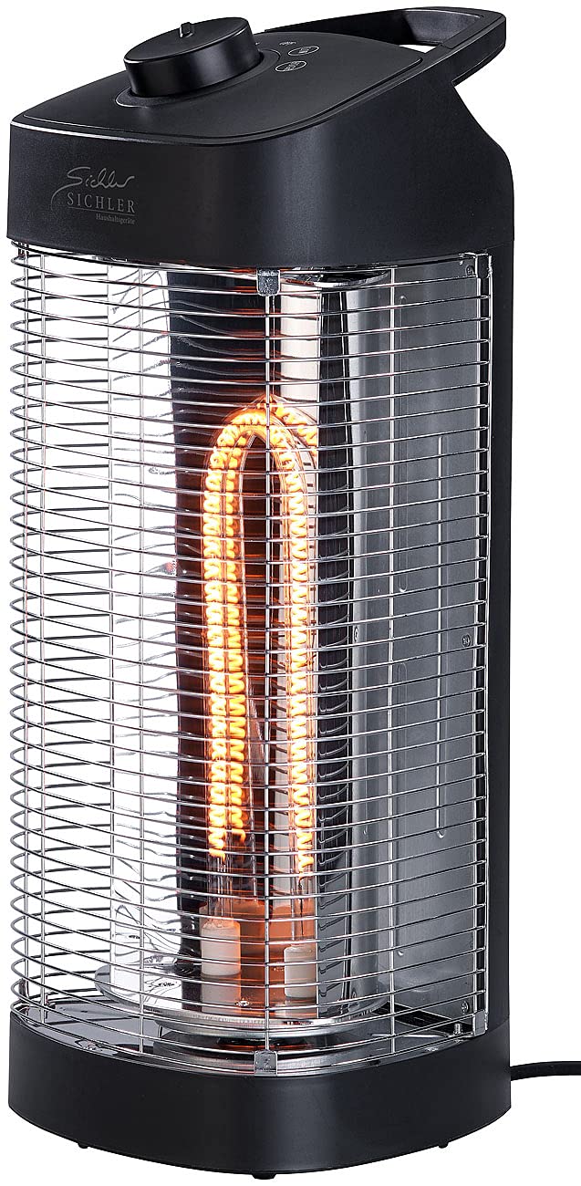 Sichler Haushaltsgeräte Stufa a infrarossi da terra oscillante 1200 W IP24 per interni ed esterni protetti nera