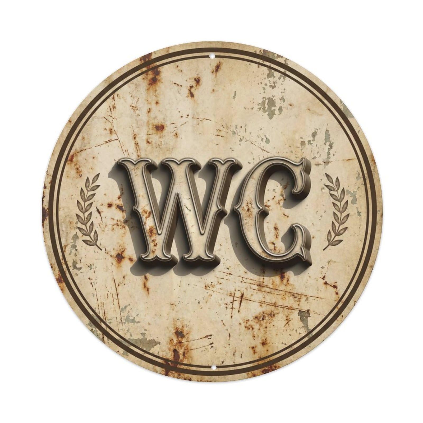 Fqcyn Style Toilet （Wc） Victorian Ornament Metal Tin Sign Plaque Wall Decor For Cafe, Club Bar, Office, Home Garden Round Metal Poster 8X8inch