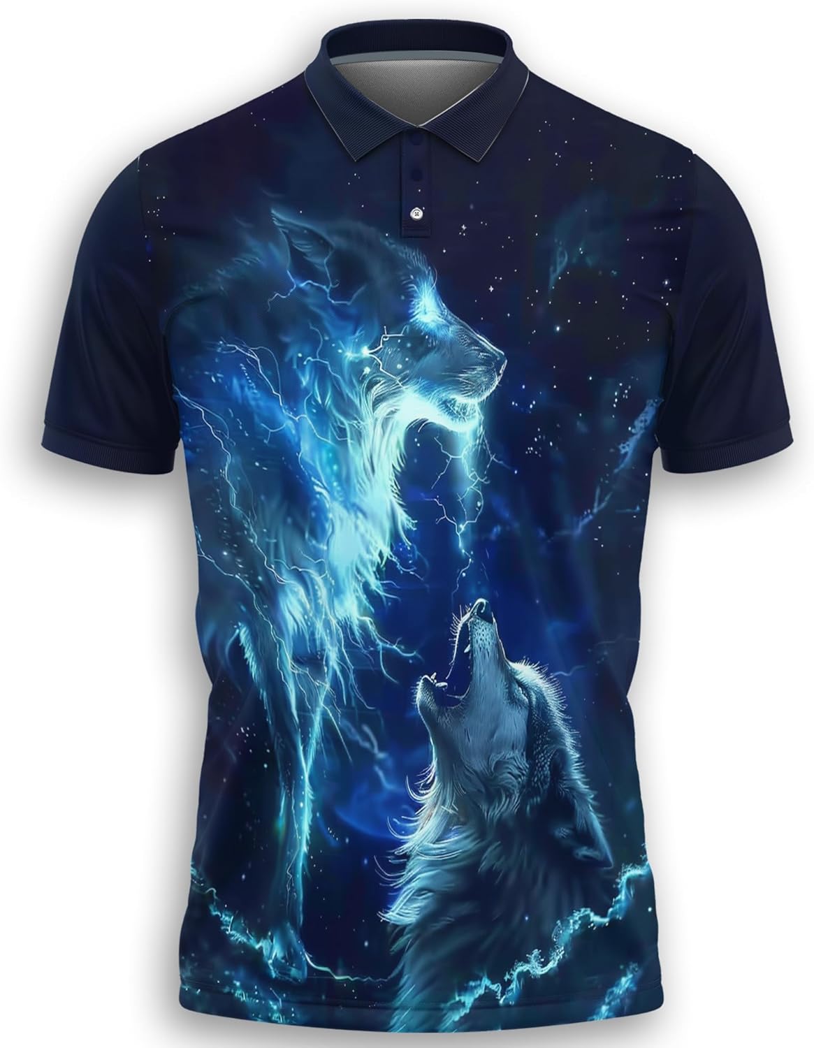 Wolf Moon Polo Shirts for Men- Golf Moisture Wicking Dry Fit Short Sleeve Polo Shirts S32