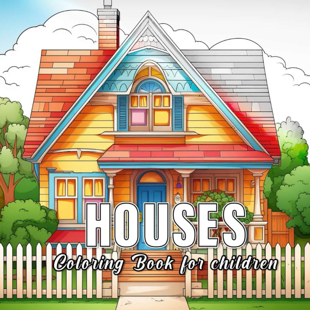 Houses: Coloring books for children with 60 sketches of houses. (Little Worlds)
