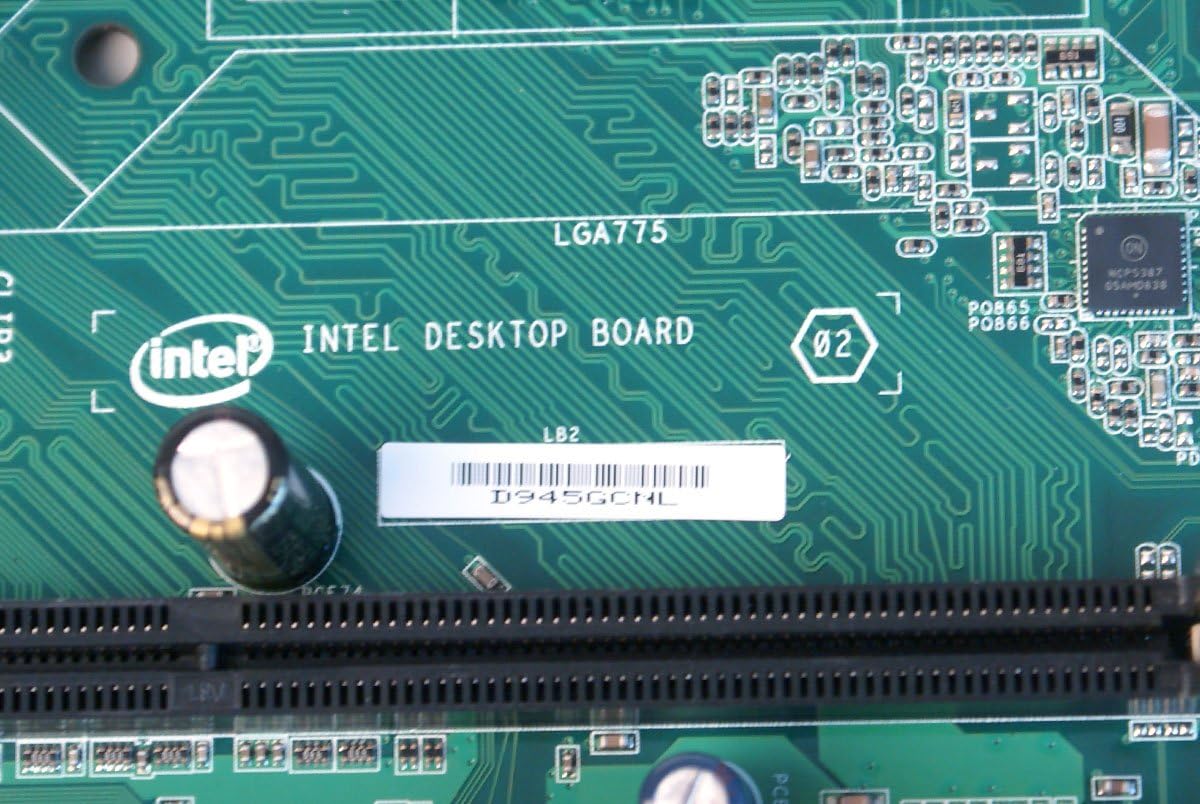 Close-up of Intel D945GCNL model number printed on the motherboard.