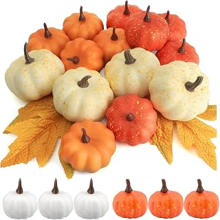24PCS Realistic Mini Pumpkin Decor, Artificial Pumpkin Decor for Autumn Filler, Realistic Pumpkin Decorations for Halloween Thanksgiving Fall Home Decor