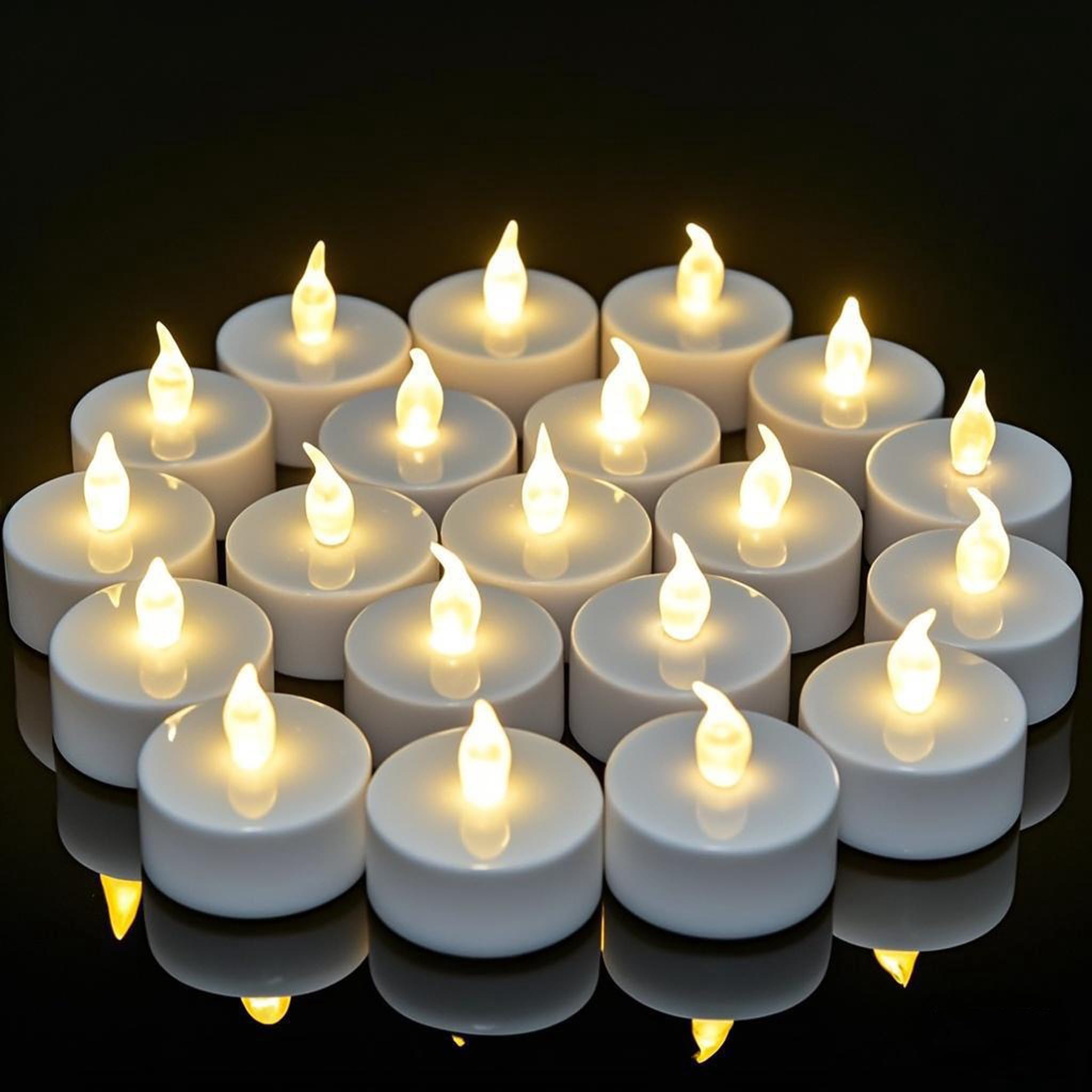 VETOUR Candles Flameless Tealights:50pcs Battery Operated LED Tea Lights Candle with Flickering Fake Last 200 Hours Electric Candle for Halloween Christmas Wedding Party Home Decor (Warm White Light)