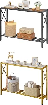Tajsoon 41.8" L Console Table with Shelves Plus Gold Entryway Table