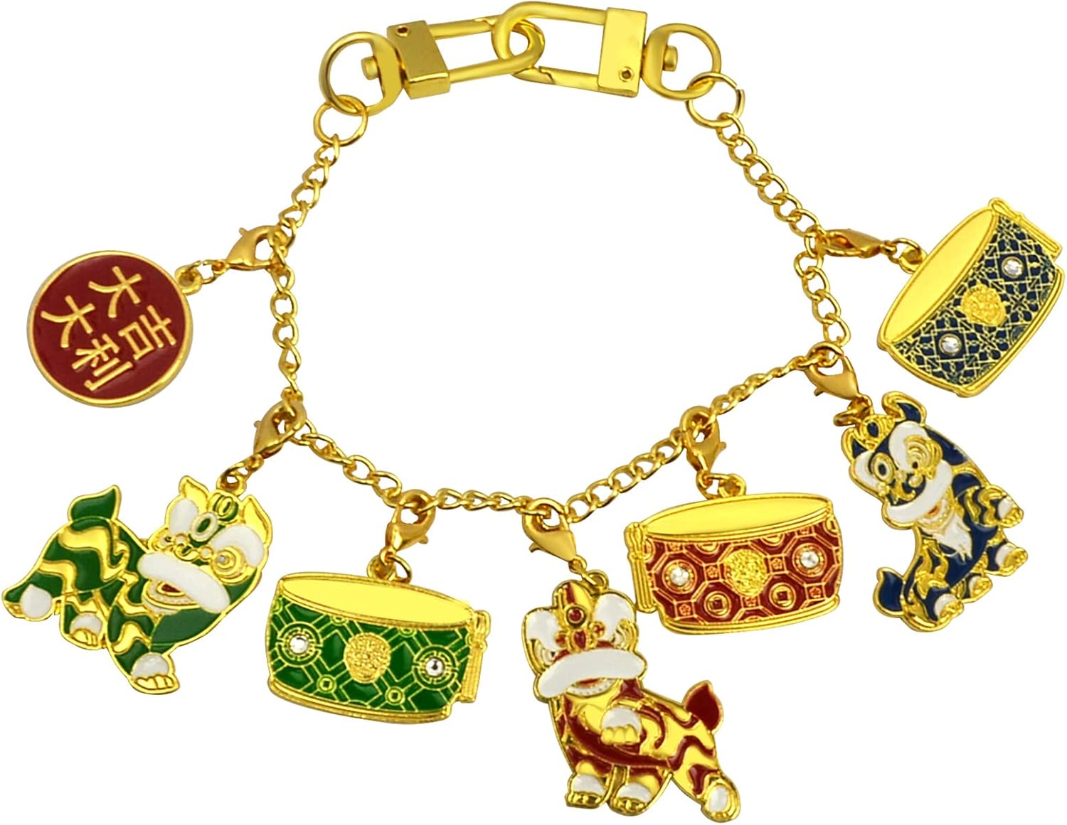 Feng Shui Trio of Lions Charms Hanging Auspiciousness and Strength Amulet