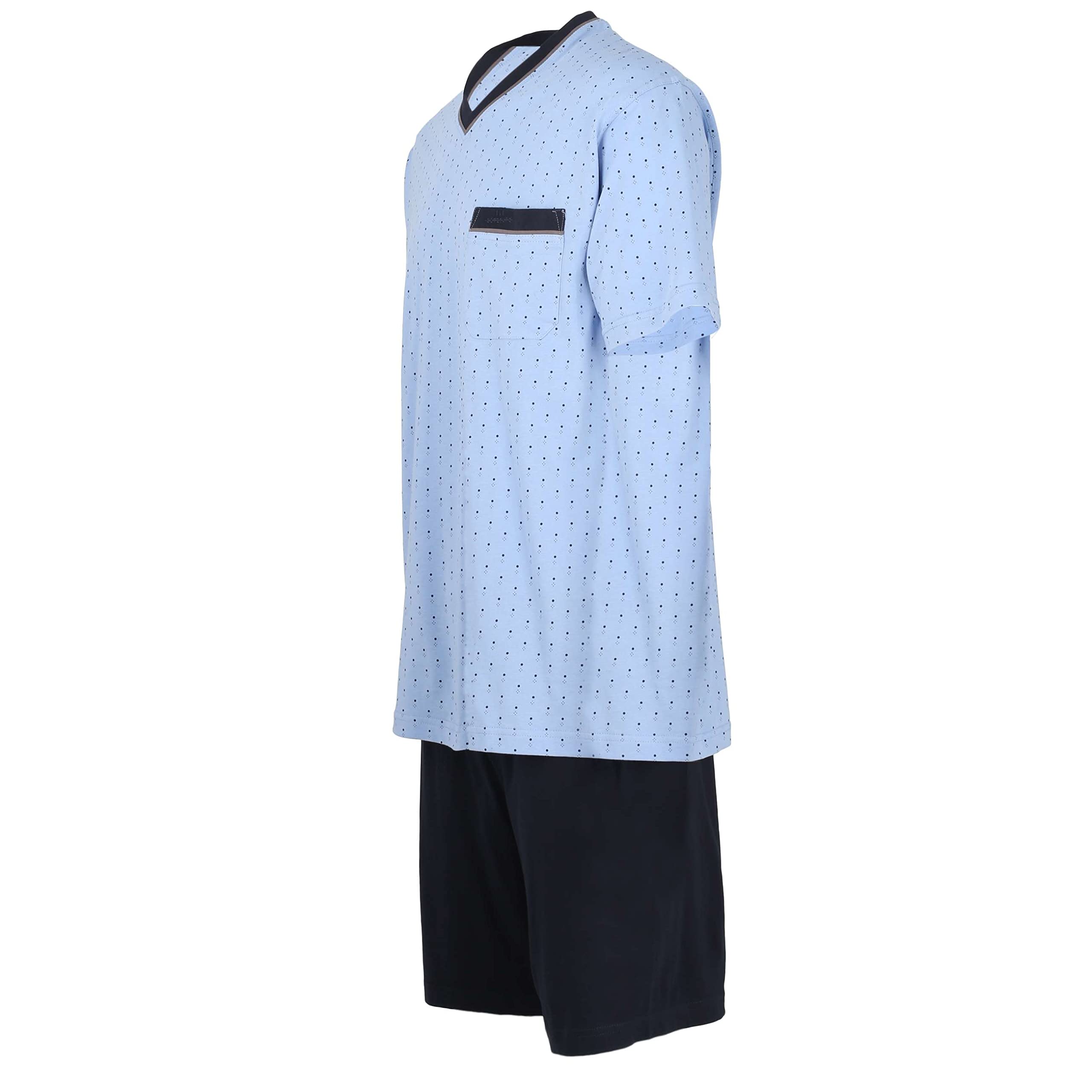 Götzburg Herren Shorty, kurzarm, Baumwolle Single Jersey, blau bedruckt