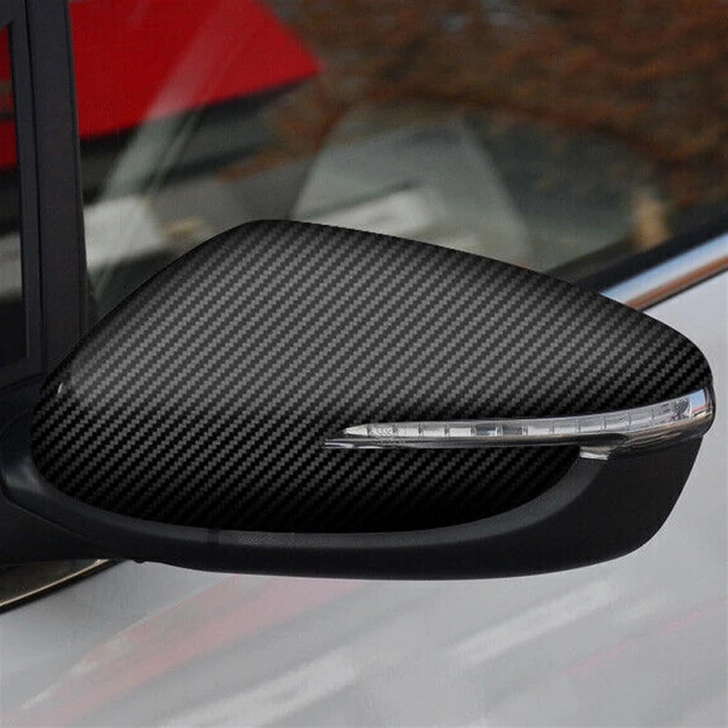 Kiyah Compatible For KIA K3 Forte Cerato Ceed 2013-2018 Car Replacement Rearview Side Mirror Cover Wing Cap Exterior Door Case Trim Carbon Fiber (Color : Without Light Carbon)