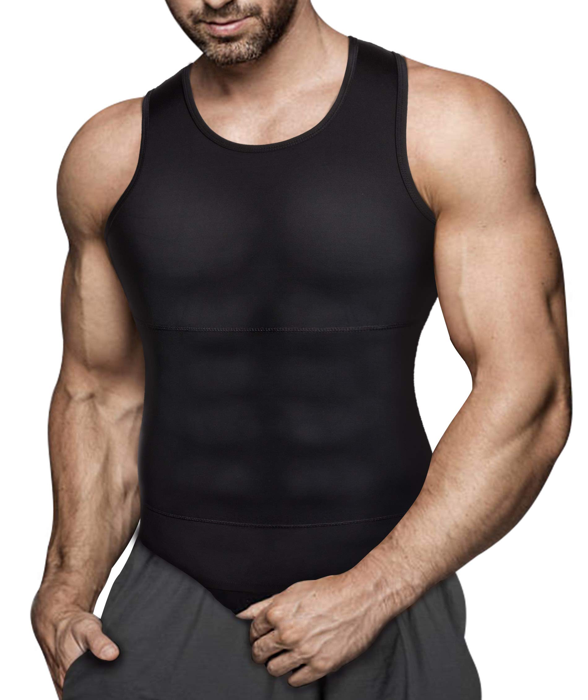 Gotoly Débardeur de Compression Homme Maillot de Corps Minceur Body Gainant Invisible T Shirt sans Couture