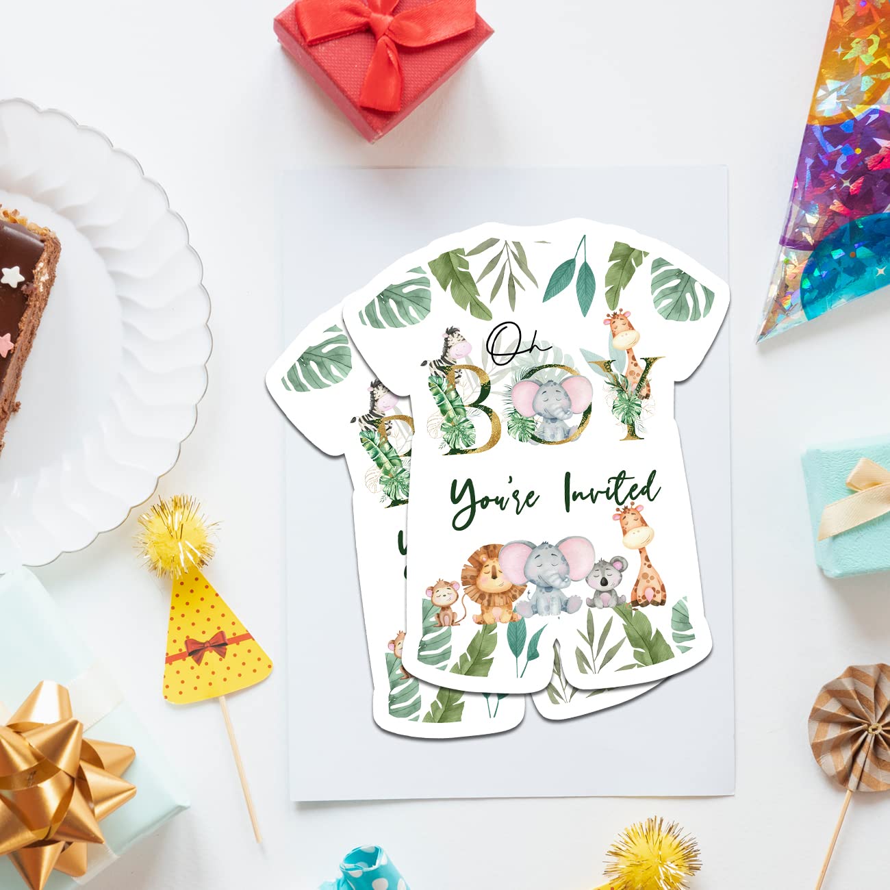 Babyparty-Einladungskarten Mit Dschungel-Motiv – 25 Stück Inkl. Umschlägen
