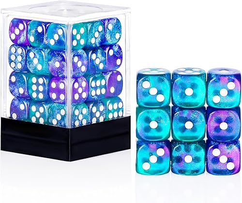 Miniatura 91 de Juego de 36 dados mini de 0.472 in, 6 caras, juego de dados con patrón de perlas, 6 dados estándar para Yahtzee, Bunco o enseñanza de matemáticas