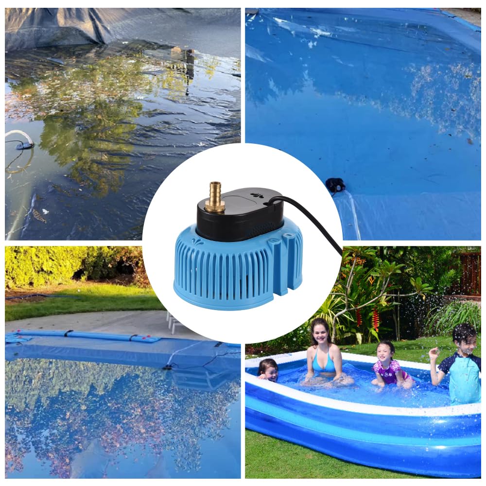 Pompa per Copertura Piscina Fuori Terra Pompa Sommergibile per Piscina 75W 2000L/H Pompa per Rimozione Acqua per Nuoto con 3 Adattatori Tubo di Drenaggio da 16 Piedi e Cavo di Alimentazione da