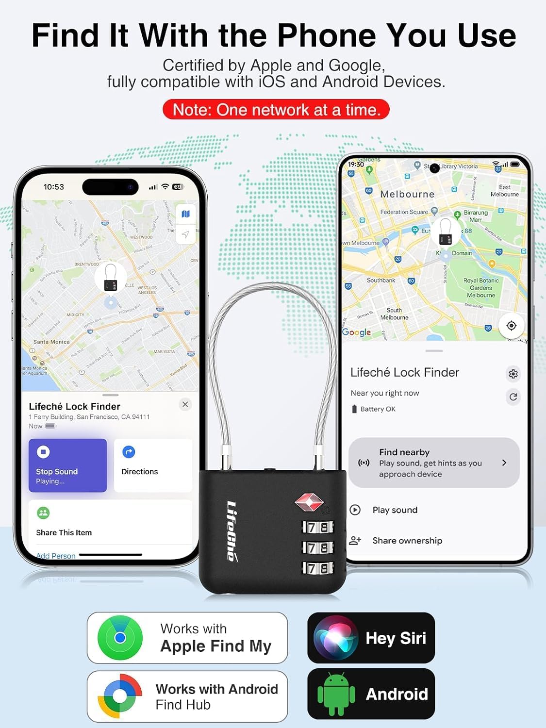 TSA Luggage Combination Lock with Apple Find My & Google Find Hub
