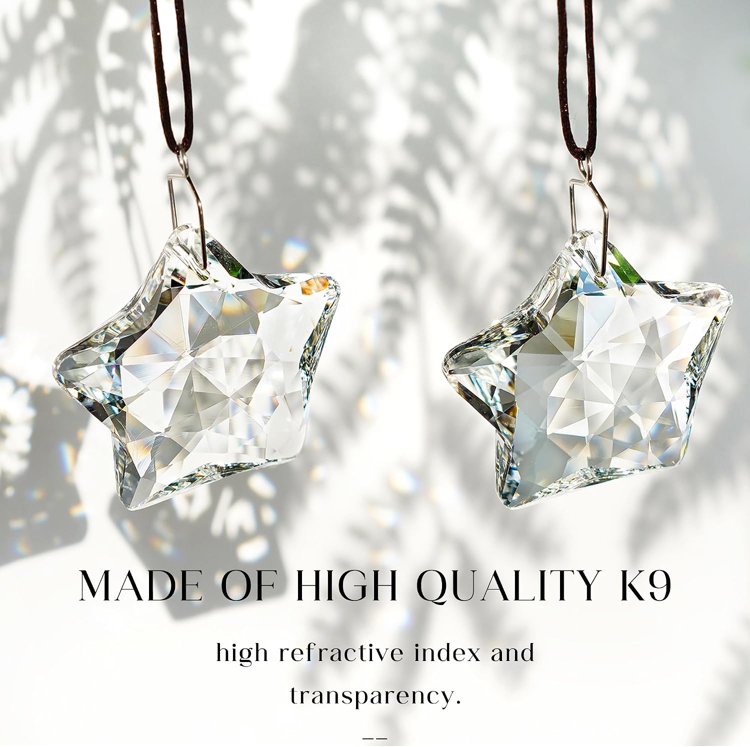 2 Pcs 2 Inch Clear Crystal Star Prism Suncatcher Hanging Decor image 4
