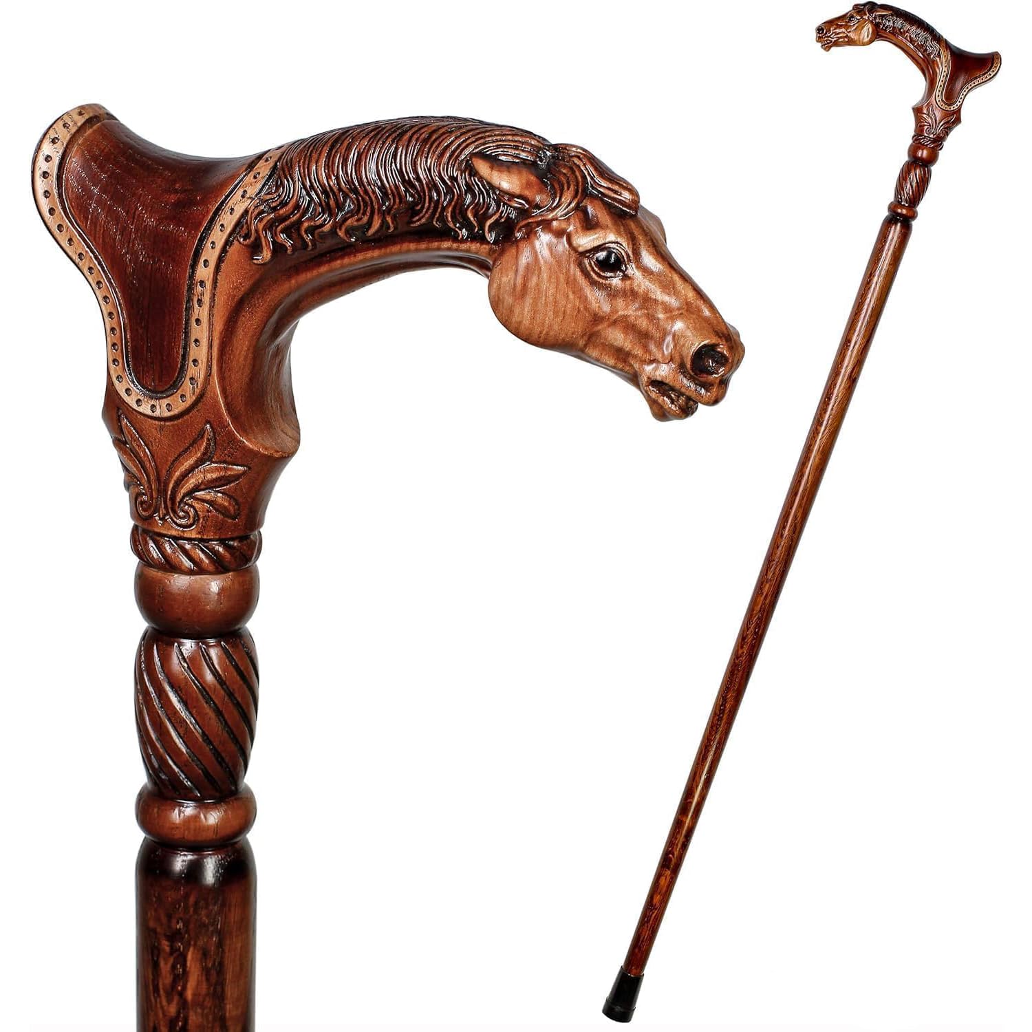 Handgeschnitzter Gehstock - Ergonomischer Griff - Vintage Holz Gehstock für Senioren und Erwachsene