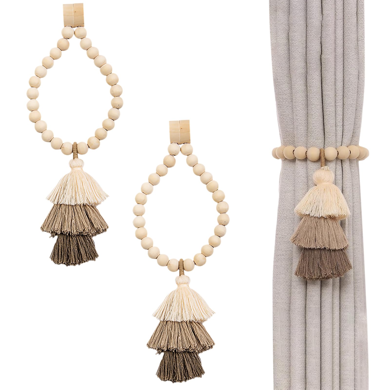 Fermatenda Calamita 2 Pezzi Di Cinghia Magnetica Per Tende Non Perforata Cinturino Per Tende Fibbia Per Tende Fibbia Per Tende Trim Per Tende, Marrone Bianco