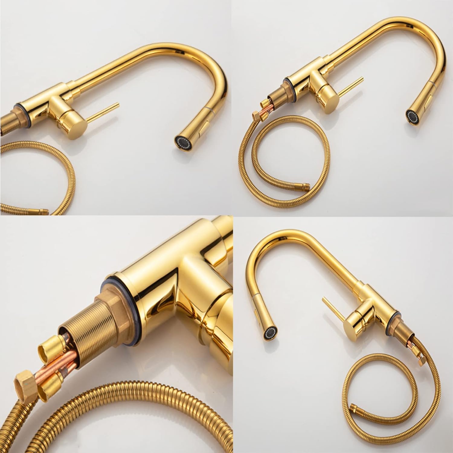 Pull Out Kitchen Faucet Gold, Sink Dual Function,One Hole Brass,Single Handle .Hot and Cold Water,B(B)