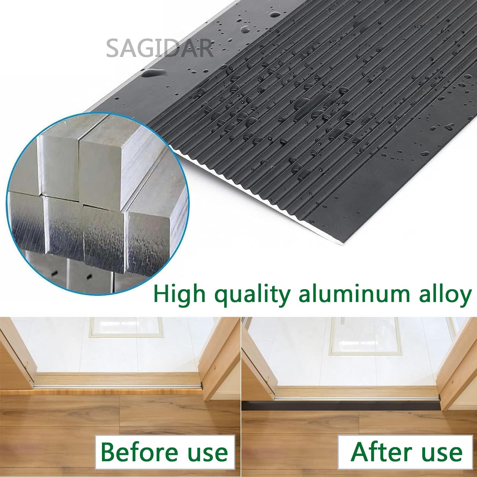 SAGIDAR Barre De Seuil Multiniveau, Bandes De Transition De Seuil, Seuil De Porte Barre, Rail De Transition en Aluminium, Robuste Et Durable, Baguette Recouvrement Large 10cm, Facile À Couper