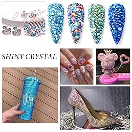 SS16 Flatback Crystals - 1440pcs Sapphire AB Rhinestones for Crafts, Nails, Art, Makeup, Bags, Shoes & DIY Decoration