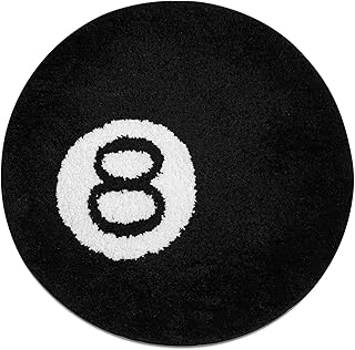 Alfombra de billar de simulación de 8 bolas, redonda, suave, antideslizante, para baño, dormitorio, decoración de niños, alfombra negra para sala de estar, decoración de fiestas, 80 x 80 cm
