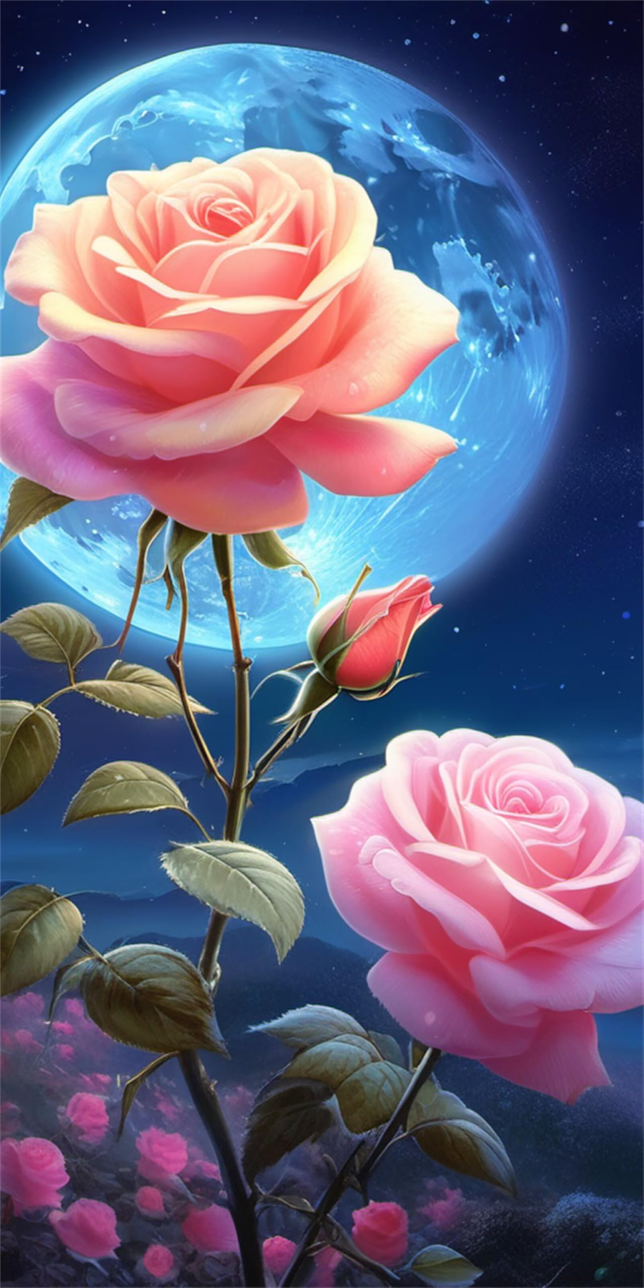 5D DIY Diamond Painting Erwachsene/Kinder Diamant Painting Bilder Malen Nach Zahlen Erwachsene Diamond Painting Zubehör für Kinder für Geschenke Zuhause Home Wall Dekoration (Mondrose,70x140cm)-3D