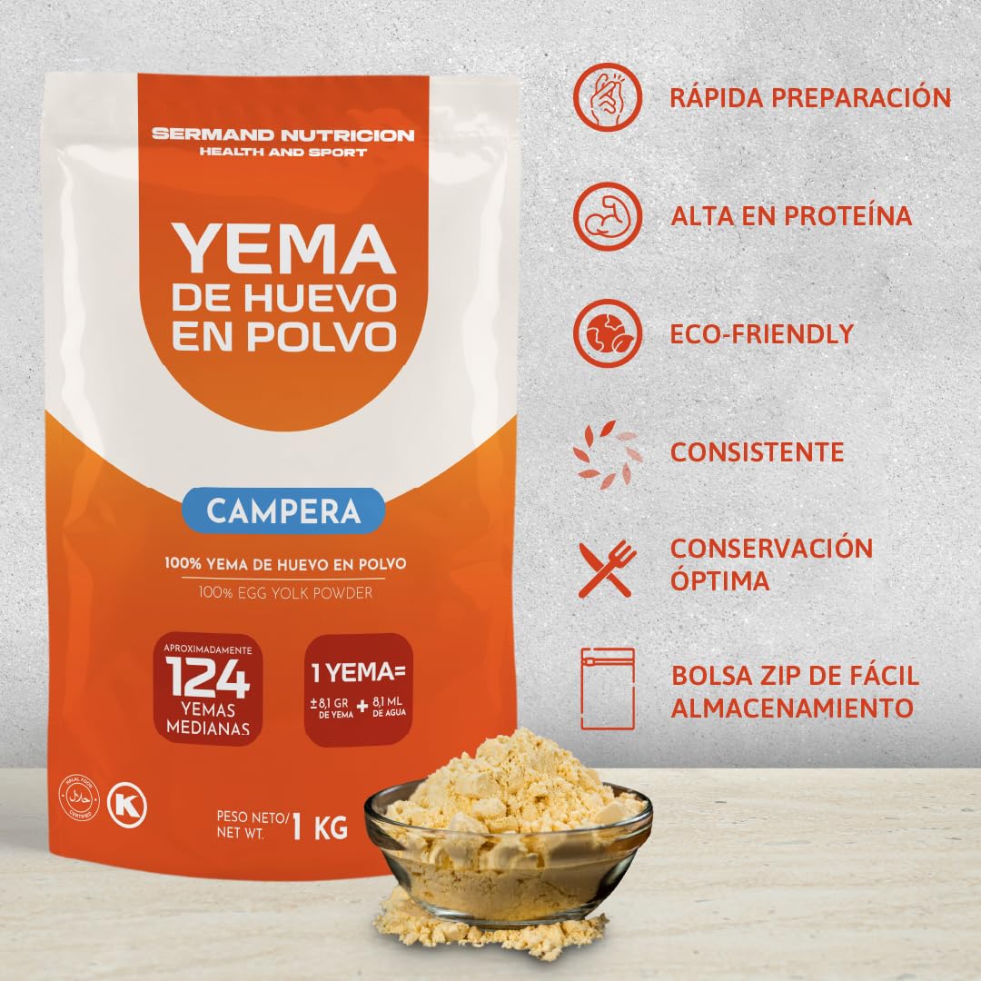 Eigelb-Pulver (1 kg) | Eigelb aus Freilandeiern | Pasteurisiertes Ei | Ohne Zusatzstoffe | Laktosefrei | Glutenfrei | Vakuumverpackt