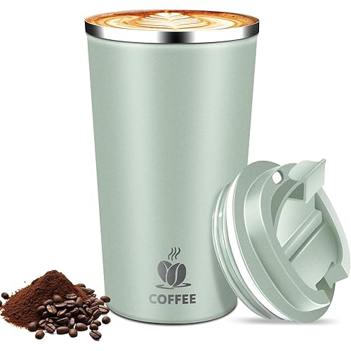 Hwawhin 17oz Insulated Travel Coffee Mug with Flip Lid – Leakproof Stainless Steel Insulated Coffee Tumblers, Reusable Coffee Cup for Hot & Cold Drinks, Perfect for Camping & On-the-Go