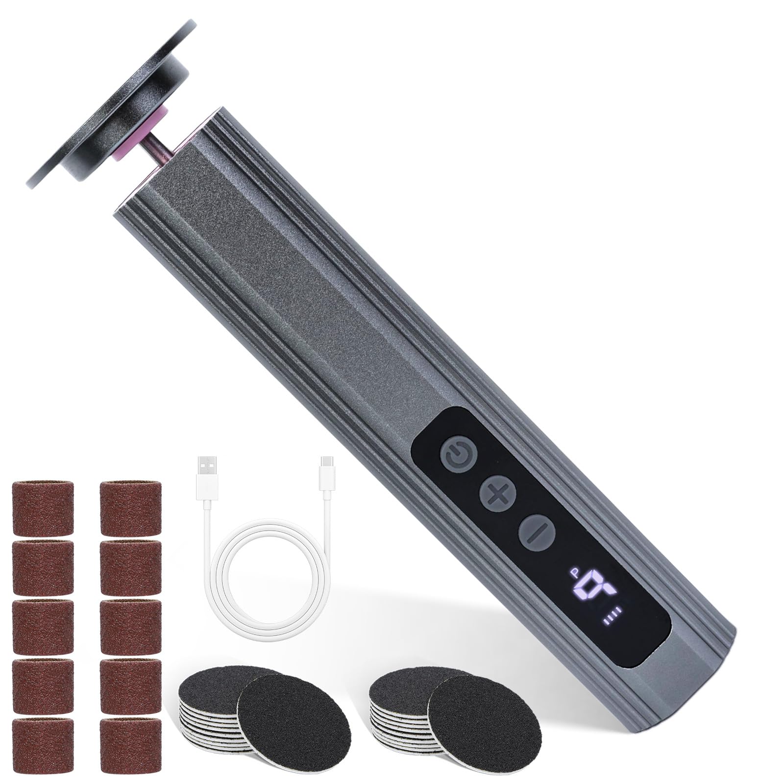 Romon Lima Elettrica per Piedi 2 in 1, 9 Velocità Regolabili con Display LCD, Pedicure Elettrico Ricaricabile, Kit Completo 30 Accessori per Calli e Talloni Screpolati