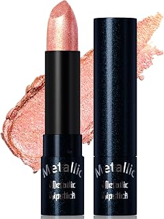 Glitter Nude Pink Metallic Lipstick for Women,Long Lasting Shimmer Sparkling Diamond Lipstick Glitter High Pigmented Lip Gloss Metallic Matte Red Lip Color Stain Waterproof,Non Stick Lips Makeup-01