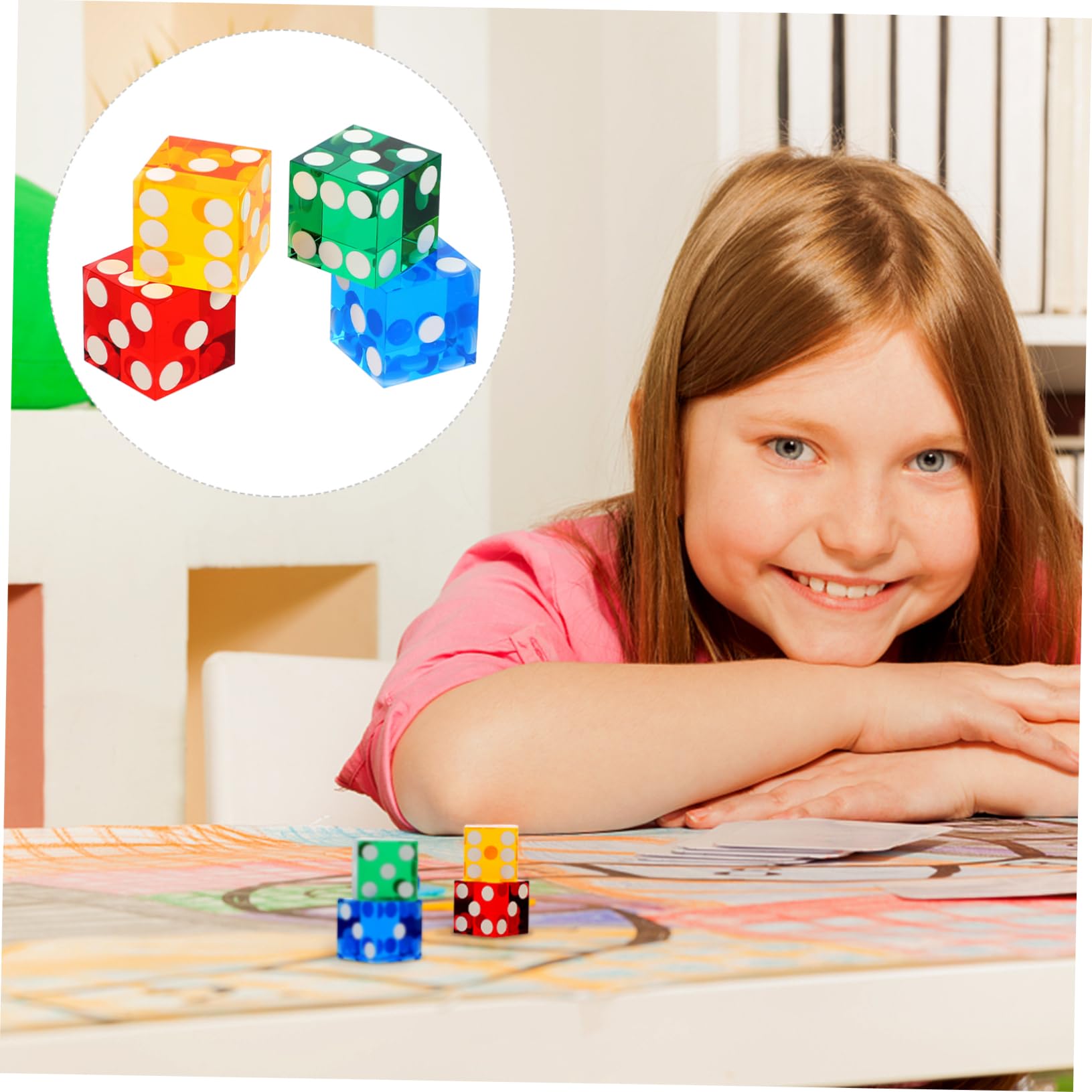 Abaodam Lot De 3 Dés De Précision en Acrylique À Pois Colorés Légers À Angle Droit pour Jeux De Divertissement 4 Pièces X 3