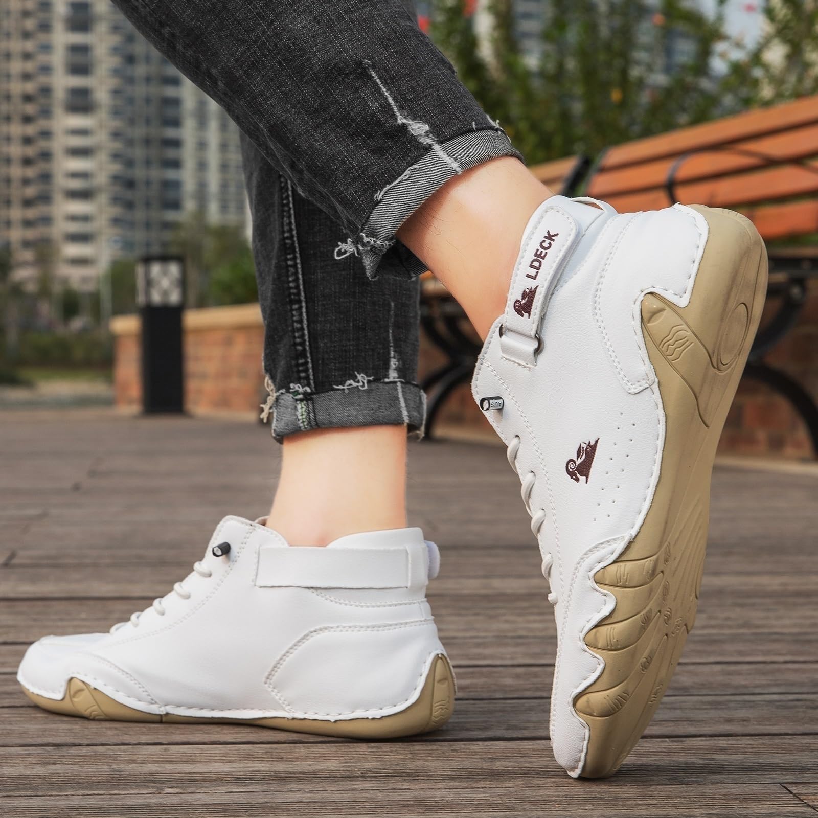 Stivali alti in pelle scamosciata fatti a mano in Italia, scarpe da ginnastica casual da uomo leggere e impermeabili Beck, scarpe da uomo a piedi nudi for escursioni e guida, stivali Chukka(Bianco,45