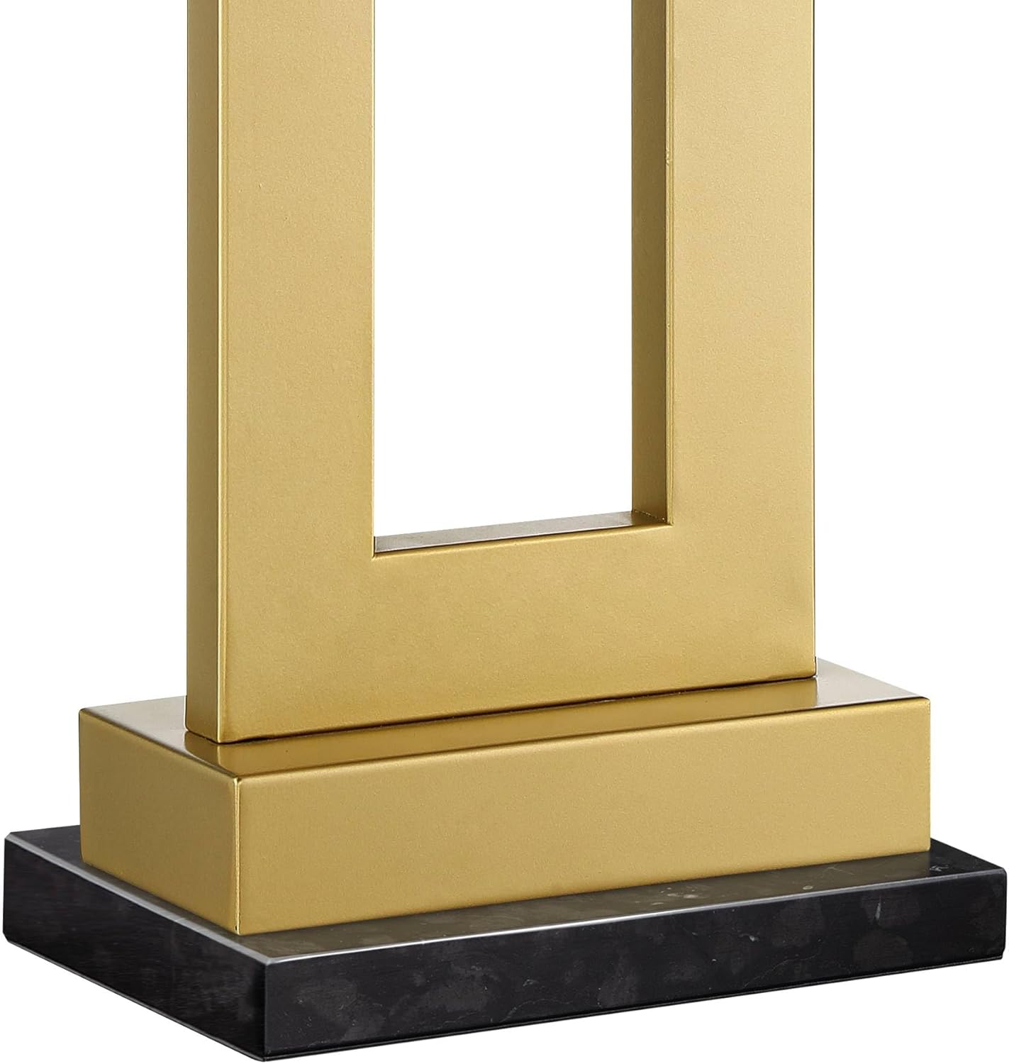 360 Lighting Marshall Modern Table Lamp with Black Marble Riser 30" Tall Champagne Gold Metal Oatmeal Rectangular Box Shade Decor for Bedroom Living Nightstand Bedside Office Kids Room