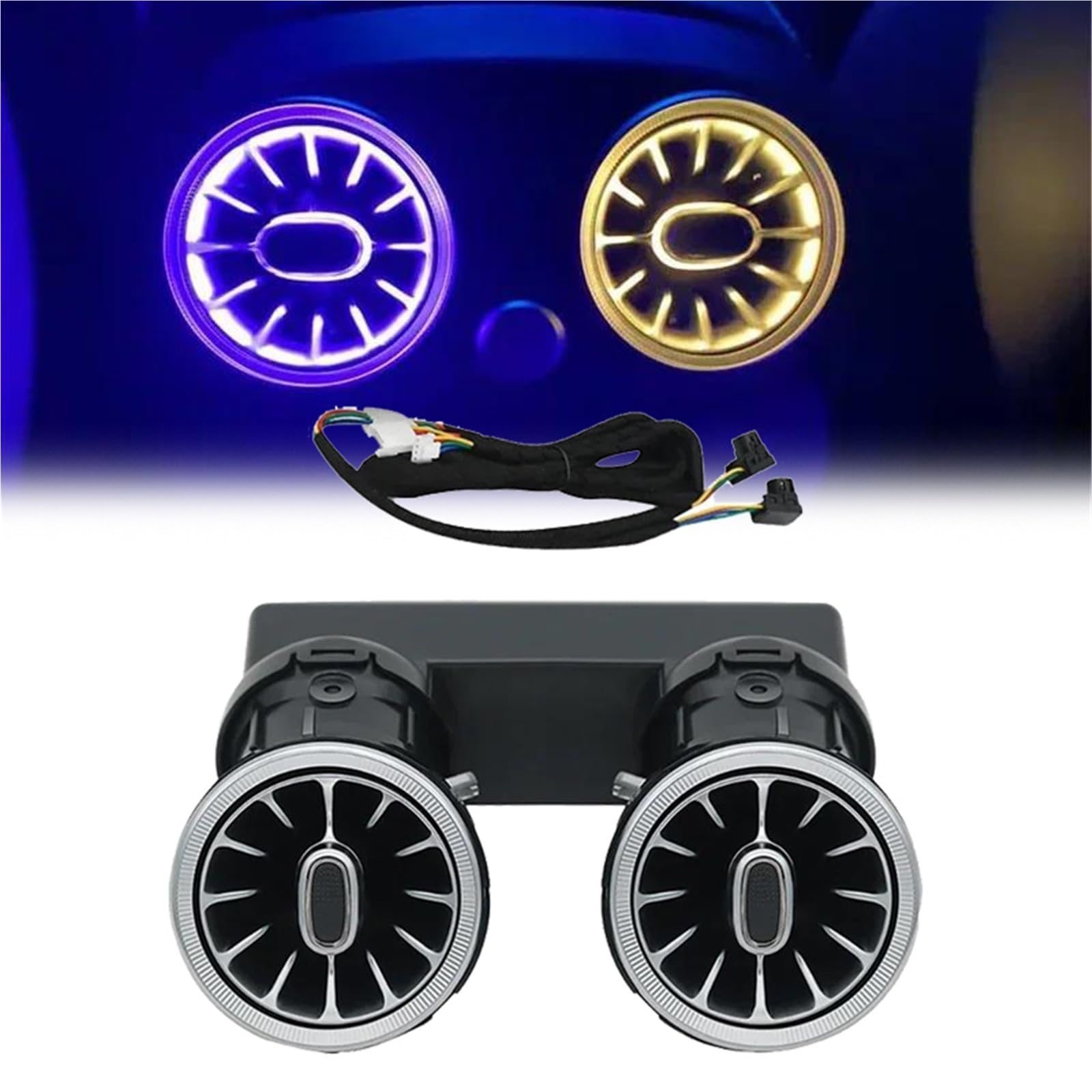 Lumière d'ambiance 64 couleurs pour aérateur arrière Mercedes W205 W213 style turbine luxe