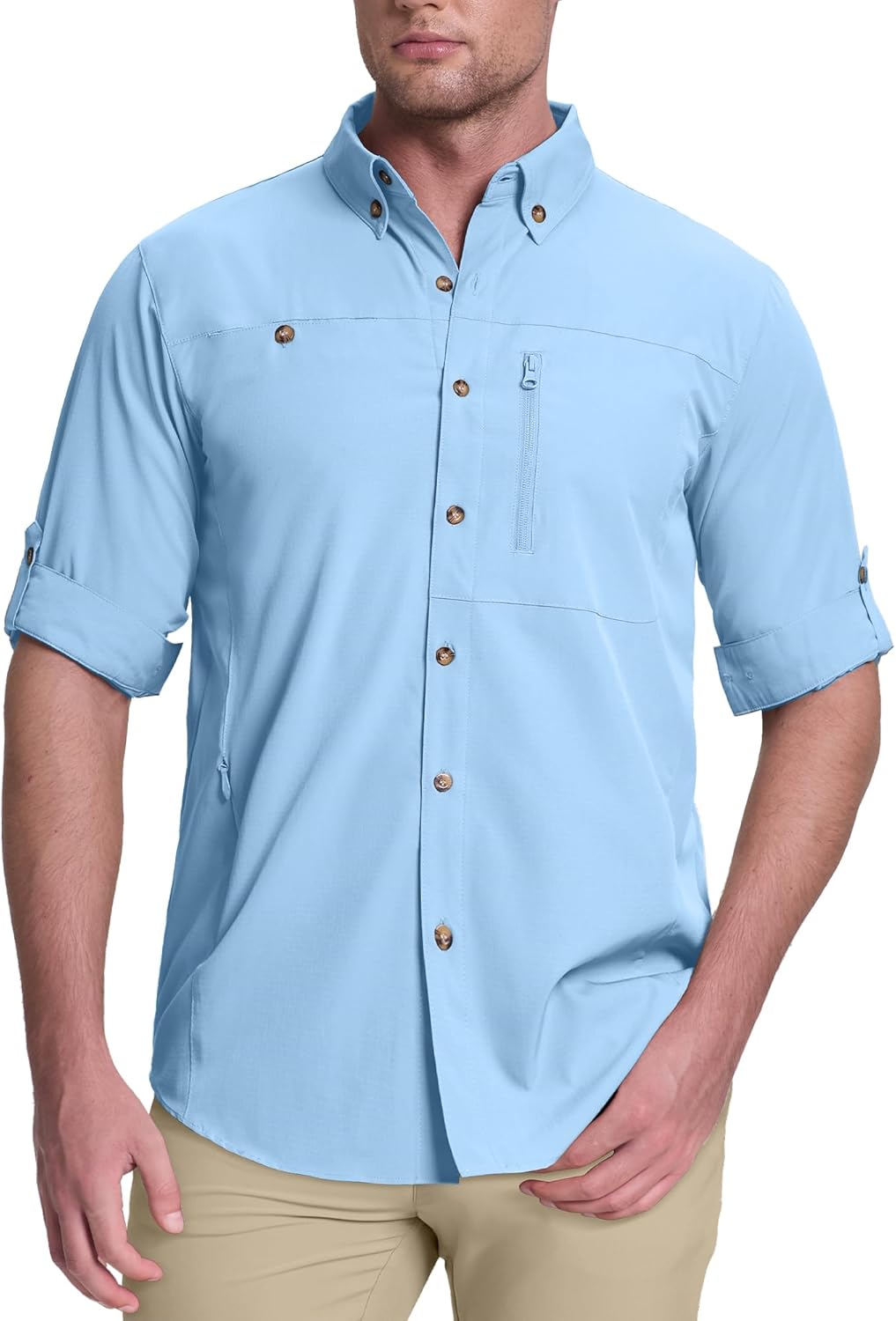 33,000ft Men's UPF 50+ UV Protection Long Sleeve Hiking Shirts Breathable Quick Dry Fishing Shirts for Safari, Outdoor