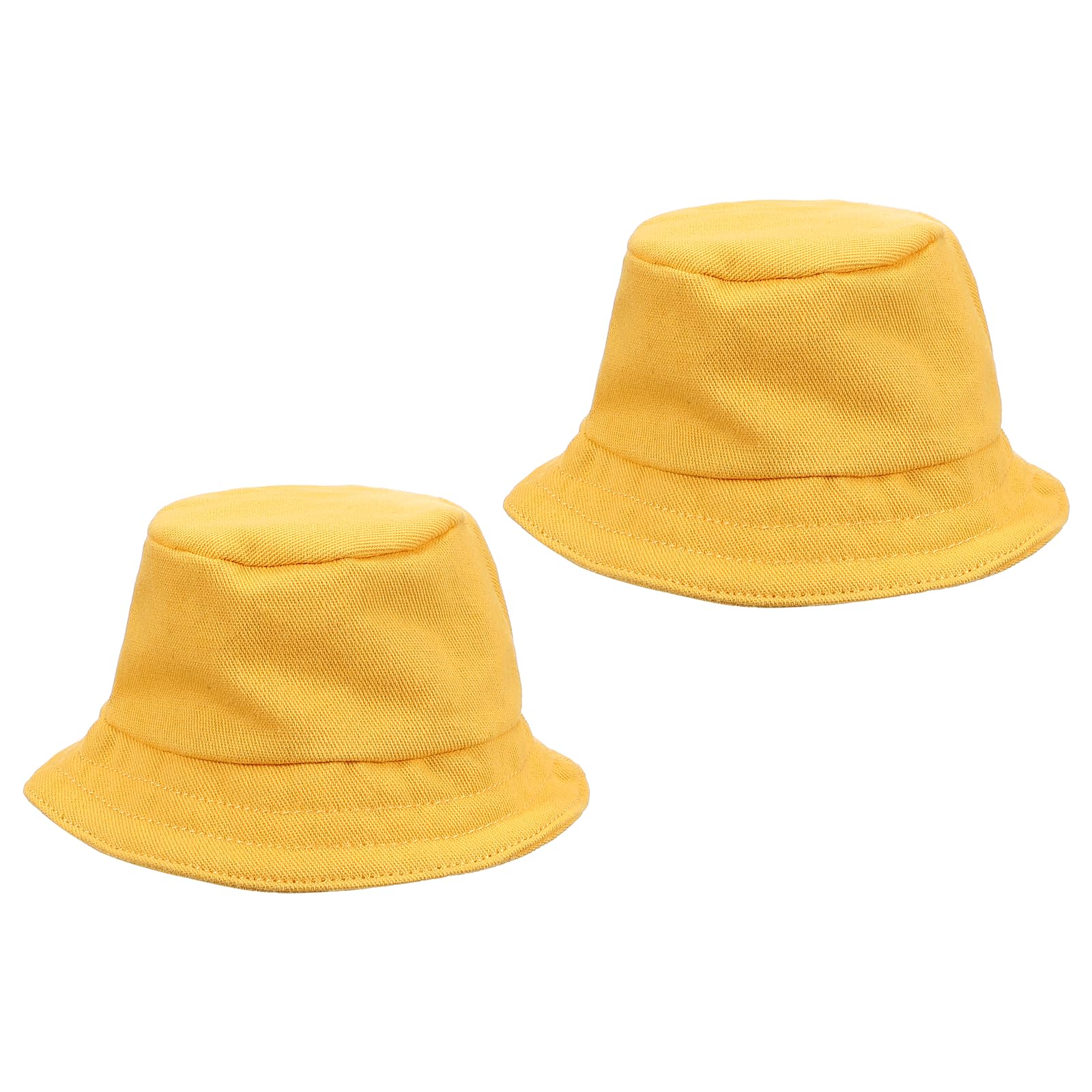 PATIKIL 2 Pcs Mini Bucket Hats for Dolls, Yellow 3 x 2 Inch Miniature Doll Hats for Crafts Party Ornaments DIY Doll Dollhouse Hair Accessory Snowman Decoration