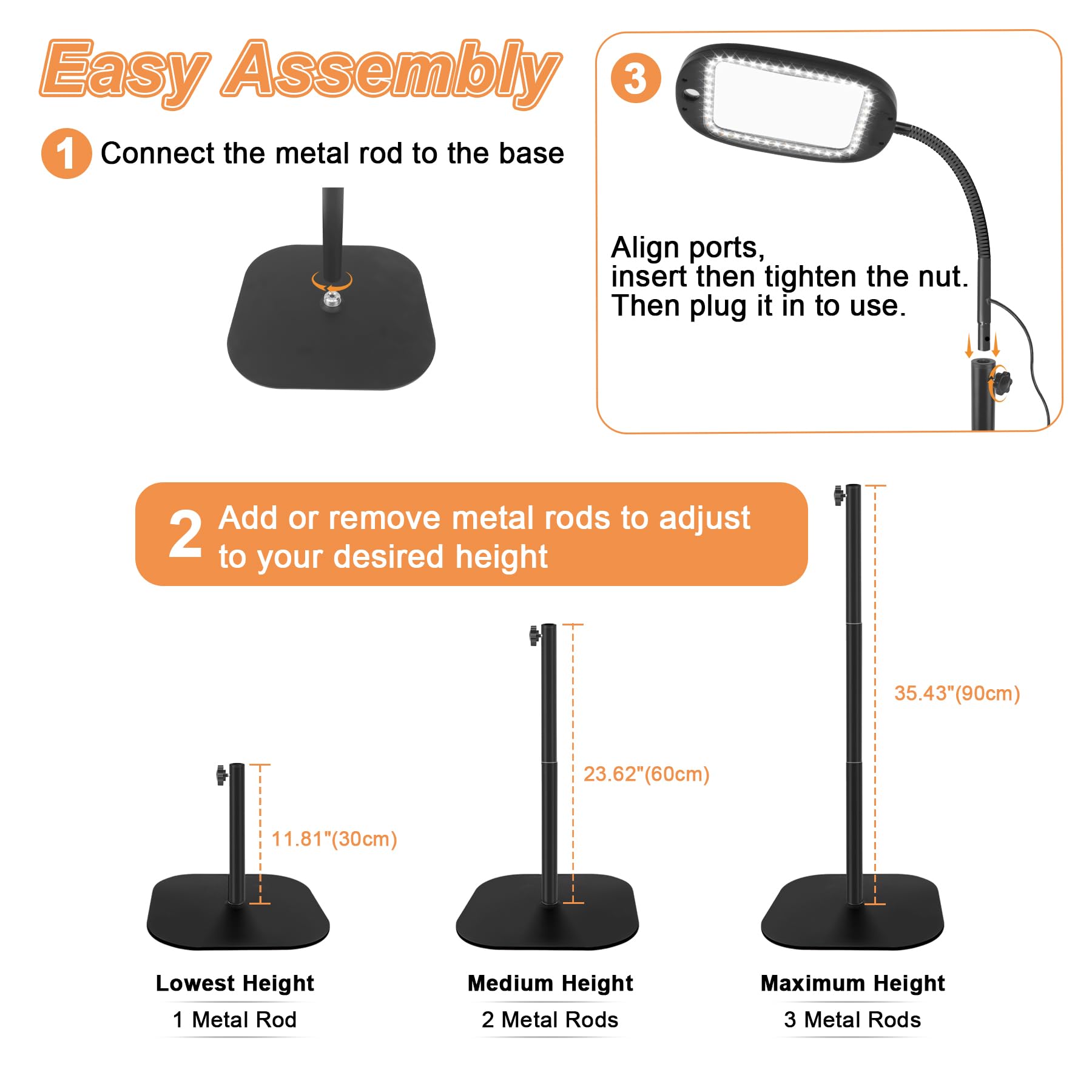 Lupa de piso mejorada de 30 x 10 x con luz y soporte, lámpara de lupa 3 en 1 aumentada para trabajos cercanos, lupas grandes iluminadas para leer costura, manualidades, pintura, pasatiempos