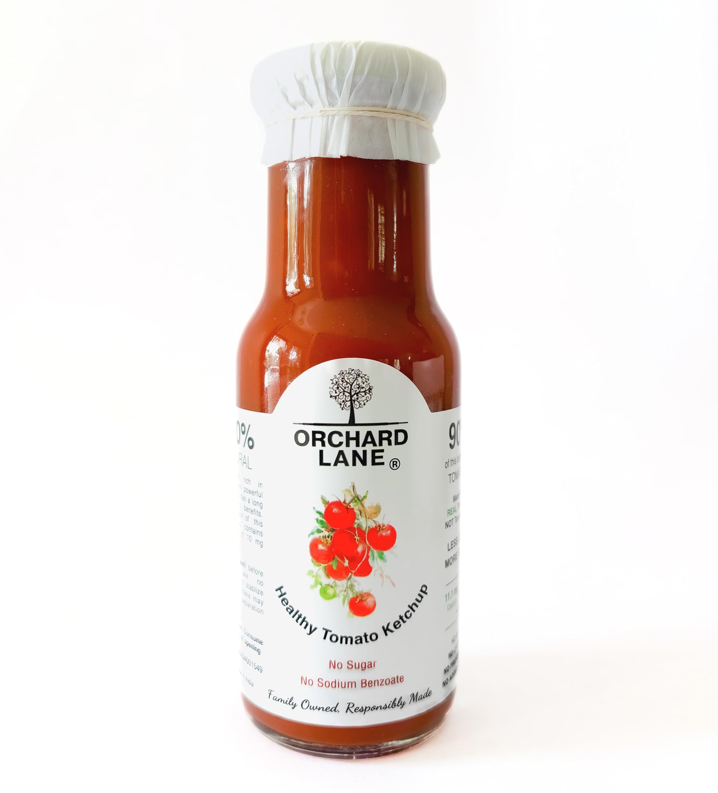 Orchard Lane Healthy Tomato Ketchup 230g | No Refined Sugar No Preservatives | Nutrition packed sauce for Kids & Adults | Low Calorie | Chemical Free | 85% Tomato content