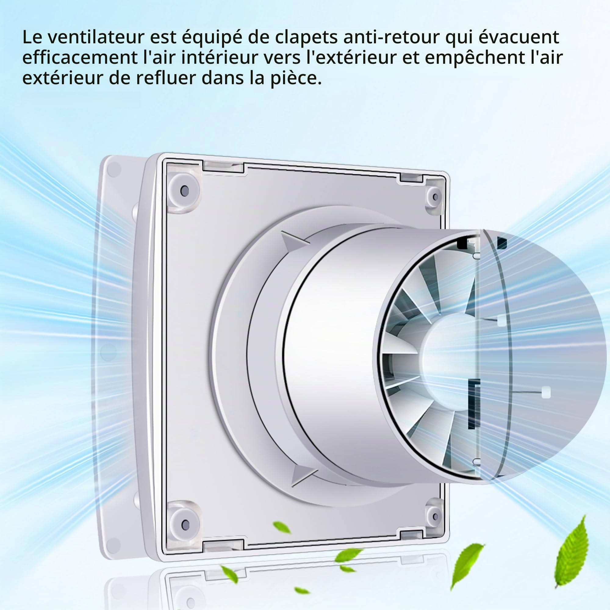 Aygrochy Ventilateur Extracteur d'Air 100mm Silencieux, VMC Salle de Bain avec Clapet Anti-Retour, Prise UE, Économe en Énergie, Pour Salle de Bain, Cuisine, Bureau, WC, Garage