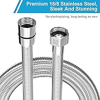 Vista 3 de Manguera de ducha de 59", extralarga, de acero inoxidable 304, manguera de ducha de mano, extensión/reemplazo, flexible y duradera, inserto